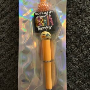 Books Are My Therapy Yellow Floral Pen
